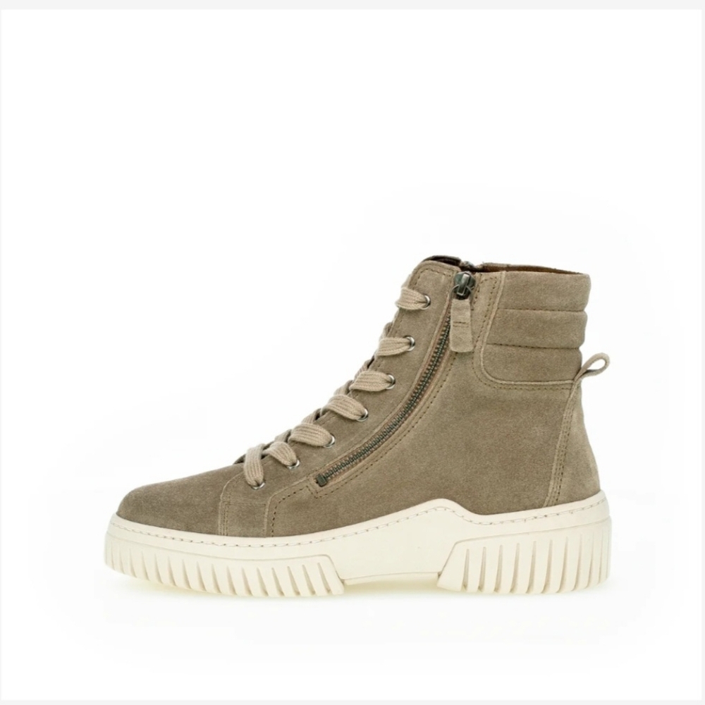 GABOR Sage Combat Military Suede Boots Chunky Heel High Top Zipper Sz 6